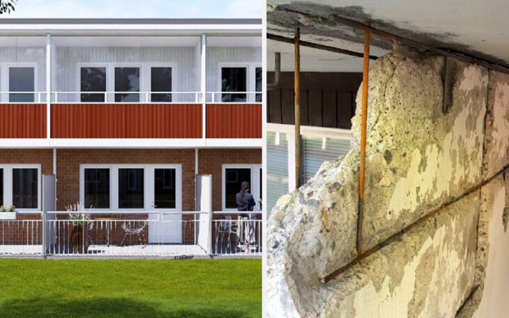 Till vänster - hur den inglasade balkongen kommer att se ut. Till höger - hur hyresgästens balkong ser ut i dag.