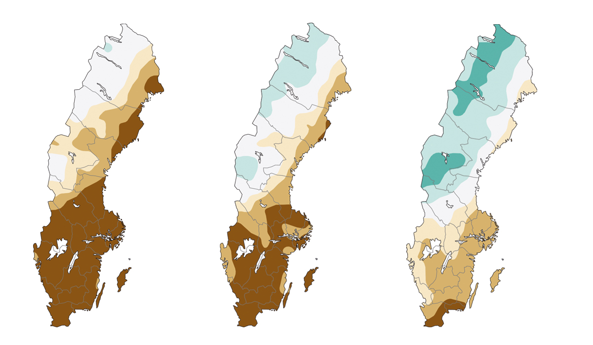 Bild av SGU:s grundvattenprognos 60 dagar framåt.