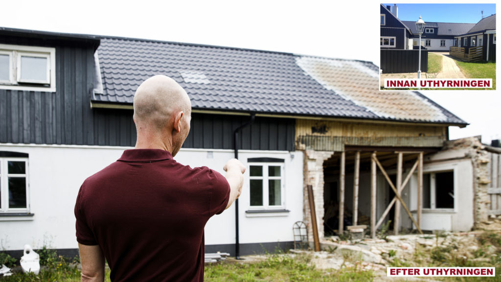 Bjarke Laustsen vid fastigheten i skånska Ekeby.