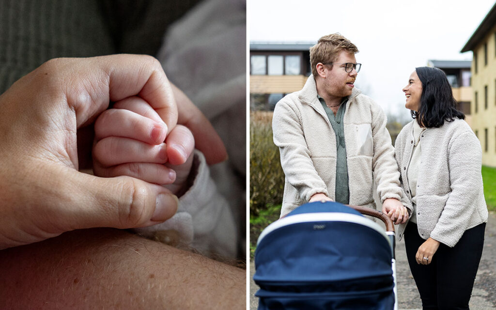 Dennis och Jannika Svensson från SVT:s Gift vid första utkastet utanför sin lägenhet i Lund.