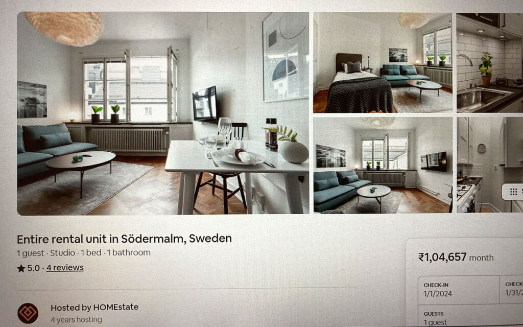 En lägenhet på Götgatan hyr Balders mellanhand Homestate ut för motsvarande 13 800 kronor i månaden via utländska Airbnb-sidor.